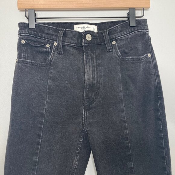 Abercrombie & Fitch The Skinny High Rise Jean with Vent Hem 27 Black Denim 90s - Picture 4 of 9